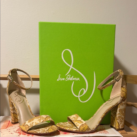 Sam Edelman Yaro Tumeric Multi Patterned Heels Size 6.5 - Picture 2 of 7